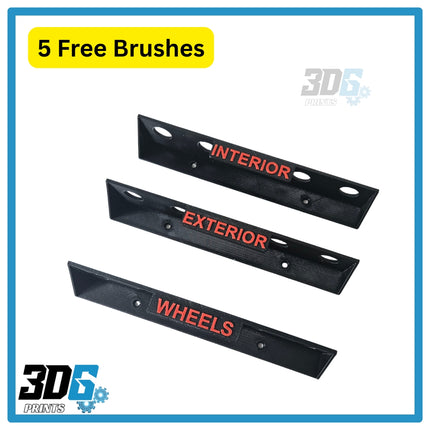 Wall Mounted Detailing Brush Holders – Set of 3 (Interior / Exterior / Wheels)