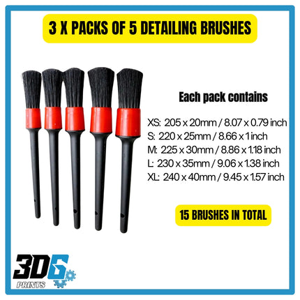 Wall Mounted Detailing Brush Holders – Set of 3 + 15 Detailing Brushes