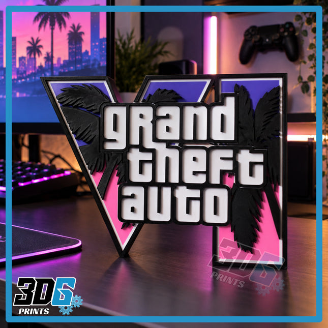 3D GTA VI Freestanding Logo Sign