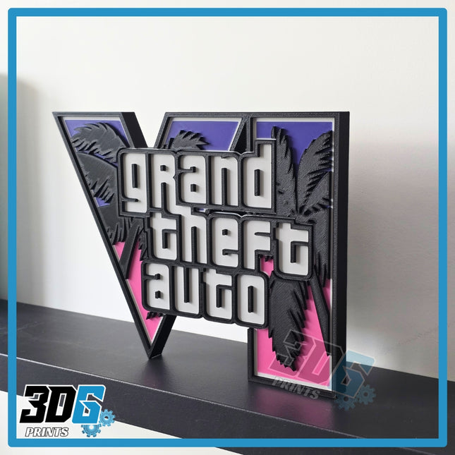 3D GTA VI Freestanding Logo Sign