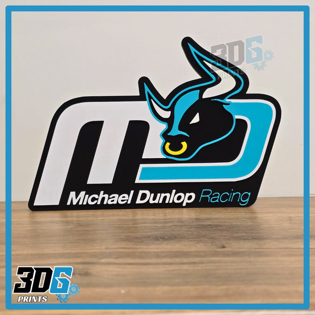 3D Michael Dunlop Logo Sign Plaque – Freestanding or Wall Mounted