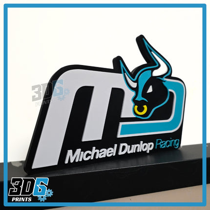 3D Michael Dunlop Logo Sign Plaque – Freestanding or Wall Mounted