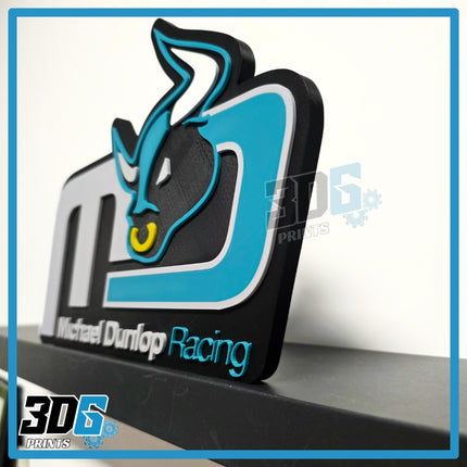 3D Michael Dunlop Logo Sign Plaque – Freestanding or Wall Mounted