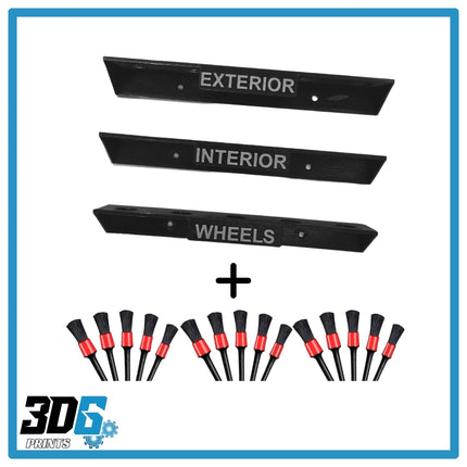 Wall Mounted Detailing Brush Holders – Set of 3 + 15 Detailing Brushes