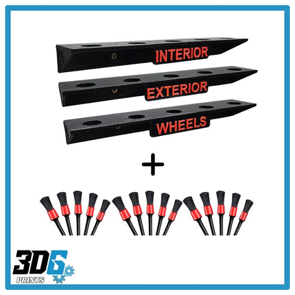 Wall Mounted Detailing Brush Holders – Set of 3 + 15 Detailing Brushes
